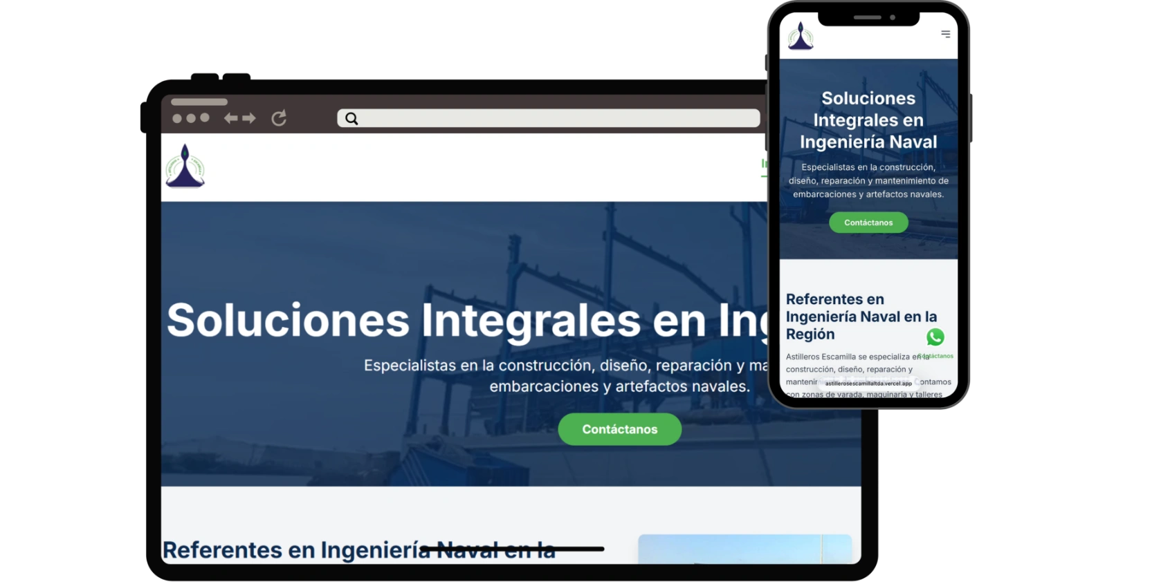 Sitio web de Astilleros Escamilla optimizado para móviles