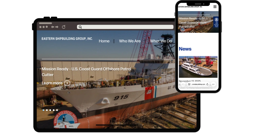 Diseño web corporativo para astillero Eastern Shipbuilding