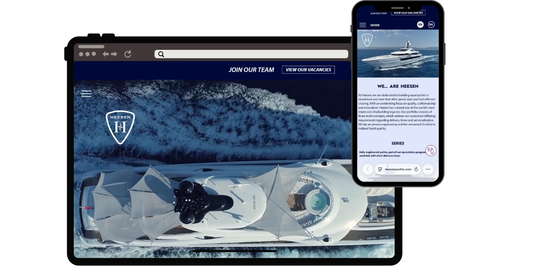 Diseño web de lujo para Heesen Yachts