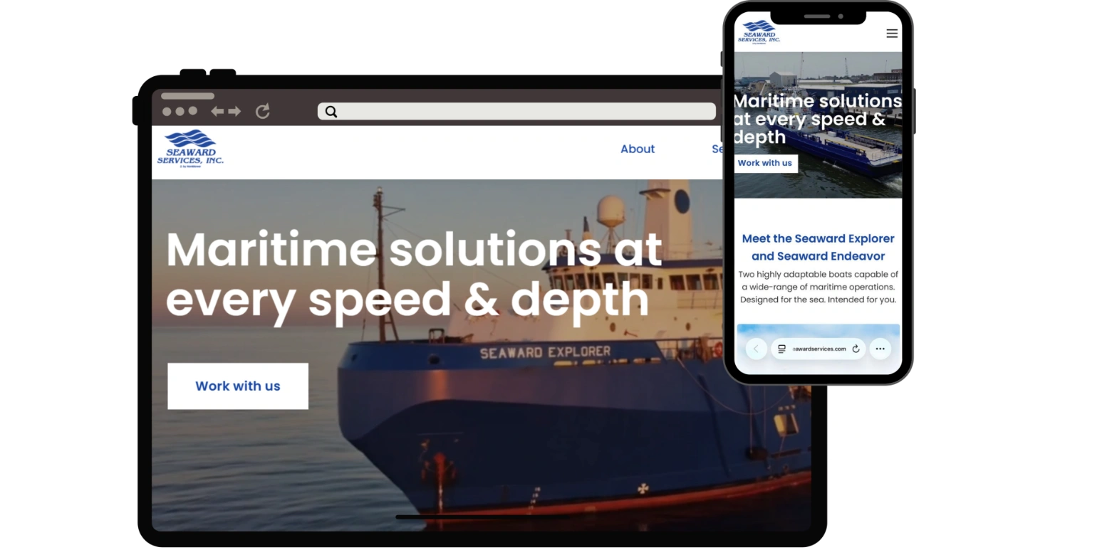 Página web de servicios marítimos globales Seaward